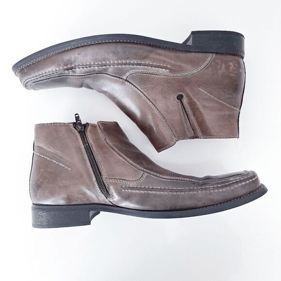 Bostonian Mens Side Zip Leather Ankle Chelsea Boots Shoes Brown 11M - Picture 8 of 9